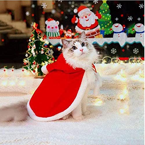 Kerstmiskat mantel, zacht katoenen huisdier cape cat mantel, hond kostuum kleding met kerstmuts, m prachtig patroon ontwerp - Afbeelding 5