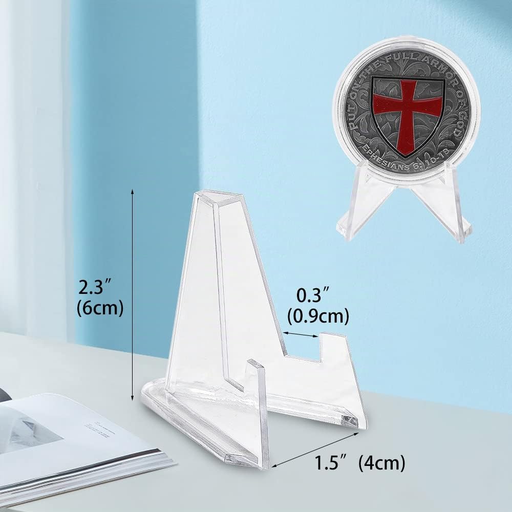 Espositore Monete Cavalletto Acrilico Supporto - 20 Pezzi Mini Espositori per Monete da Tavolo - Cavalletti di Plastica Trasparente per Carte | Medaglie | Pokemon | Orologio da Tasca | Minerali | PSA