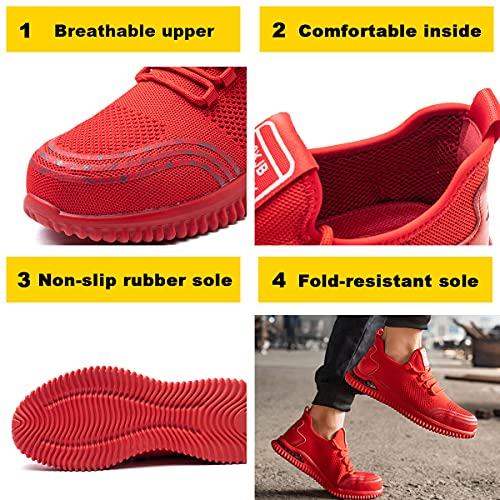 Veiligheidsschoenen Heren Dames Werkschoenen Lichtgewicht Ademende Beschermende Schoenen Sneaker met Stalen Neus Zwart… - Image 3