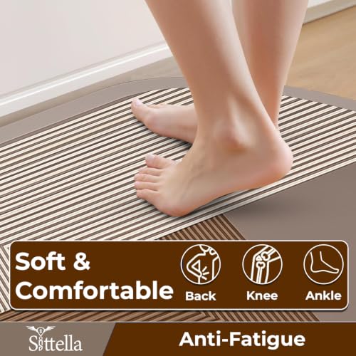 Image of SITTELLA Rubber Kitchen Mats Set of 2, Anti-Skid Kitchen Mats, Water Absorbent Rug, Carpets, Floor Mat for Home and Kitchen (120x40cm & 40x60cm) Beige, Rectangular