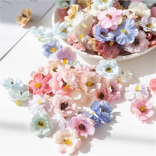 100 piezas flores artificiales Jazmín de seda 3cm miniatura 7
