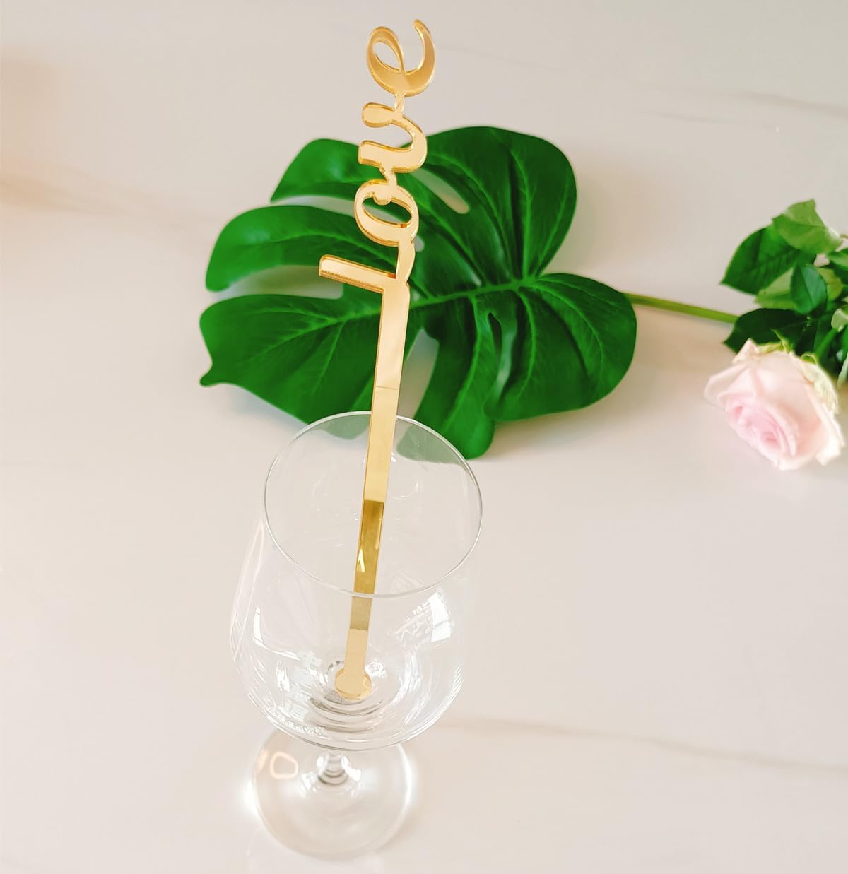 Gold Acrylic Mirror Love Drink Stir Sticks,Valentine Drink Stirrer,Engagement Bridal Shower Bachelorette Drinks Stir Stick