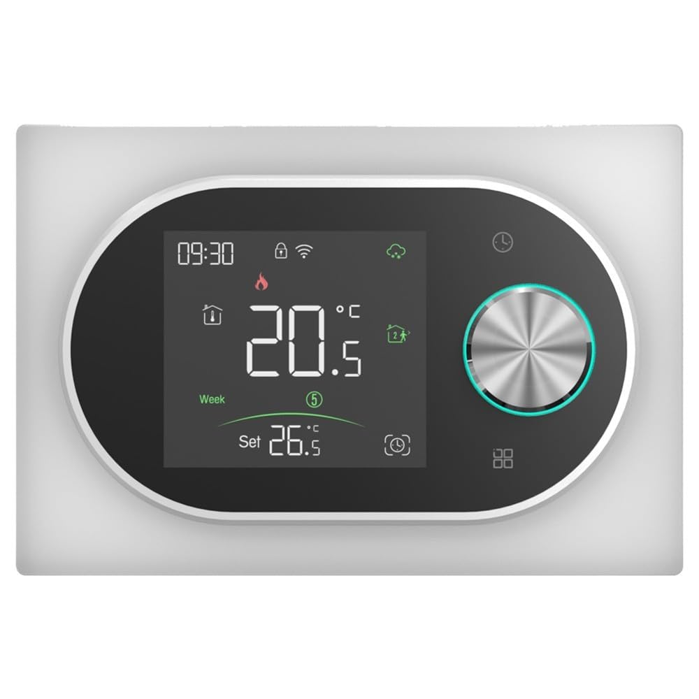 BECA BHT-9000GALW - Termostato inteligente WiFi para calefacción de agua, 5 A para válvulas/actuadores, mando LED, programación, Tuya Smart/Smart Life, Alexa/Google - Expert4House Edition (blanco)