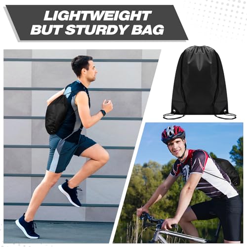 Image of Shappy Drawstring Backpack Bulk Sports Gym Cinch Bag Polyester String Bag for Men Women(Black,200 Pcs)