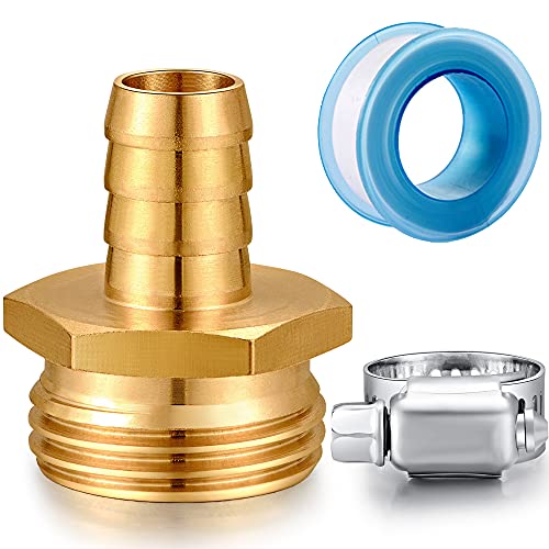 Image of Solid Brass Garden Hose Repair kit Connector with Clamps 1 /2 inch Barb x 3 /4 inch Male,Fit for Garden Hose Fitting,Male and Female Hose Fittings