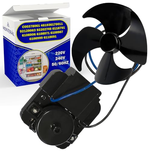 Ventilador Frigorífico y Congelador 220V/240V con Código Original C00378061 para Indesit 481936170011 para Whirlpool - Garantía de 10 Años - MONTERAL