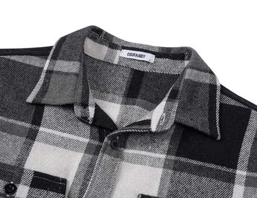 Image of COOFANDY Mens Flannel Shirts Long Sleeve Plaid Shirt Jacket Button Down Shirt with Pockets
