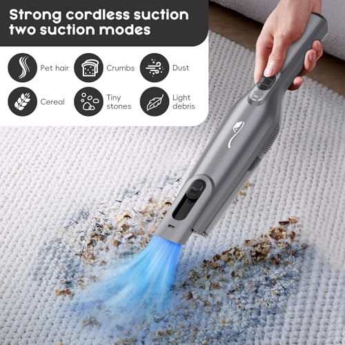 Image of Cordless Handheld Vacuum, Lightweight Portable Hand Vacuum Cleaner with LED Light,Rechargeable Hand Held Vacuum with One-Touch Empty, Powerful Suction for Office, Home,Car, Coal