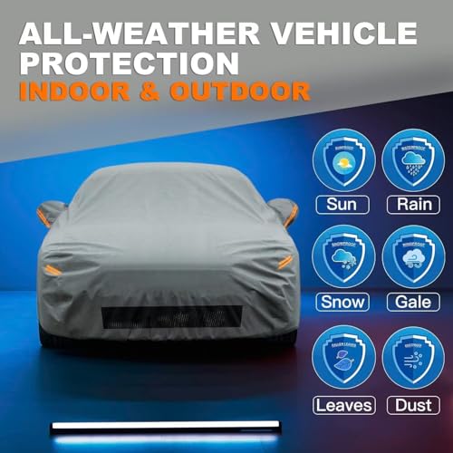 Image of Kayme Heavy Duty Car Cover Waterproof All Weather, Custom Fit for Tesla Model S, Outdoor Full Exterior Cover with Charging Port and Breathable Ventilation Mesh, Sun and Rain Protection.