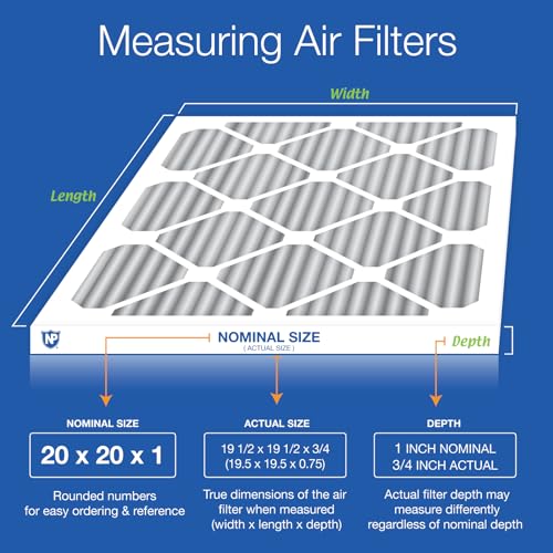 Image of Nordic Pure 20x20x1 Pleated MERV 8 Plus Carbon Air Filters 6 Pack | Actual Size: 19 1 /2 x 19 1 /2 x 3 /4 Made in USA, Standard HVAC & Furnace Filtration, Pet & Household Odor Control