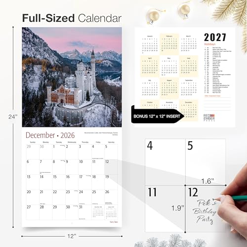 Image of RED EMBER Fairy Tales 2026 Wall Calendar 12 Month | 12 inch x 24 inch Open | Thick & Sturdy Paper | Holiday Gift | Nature Calendar 2026