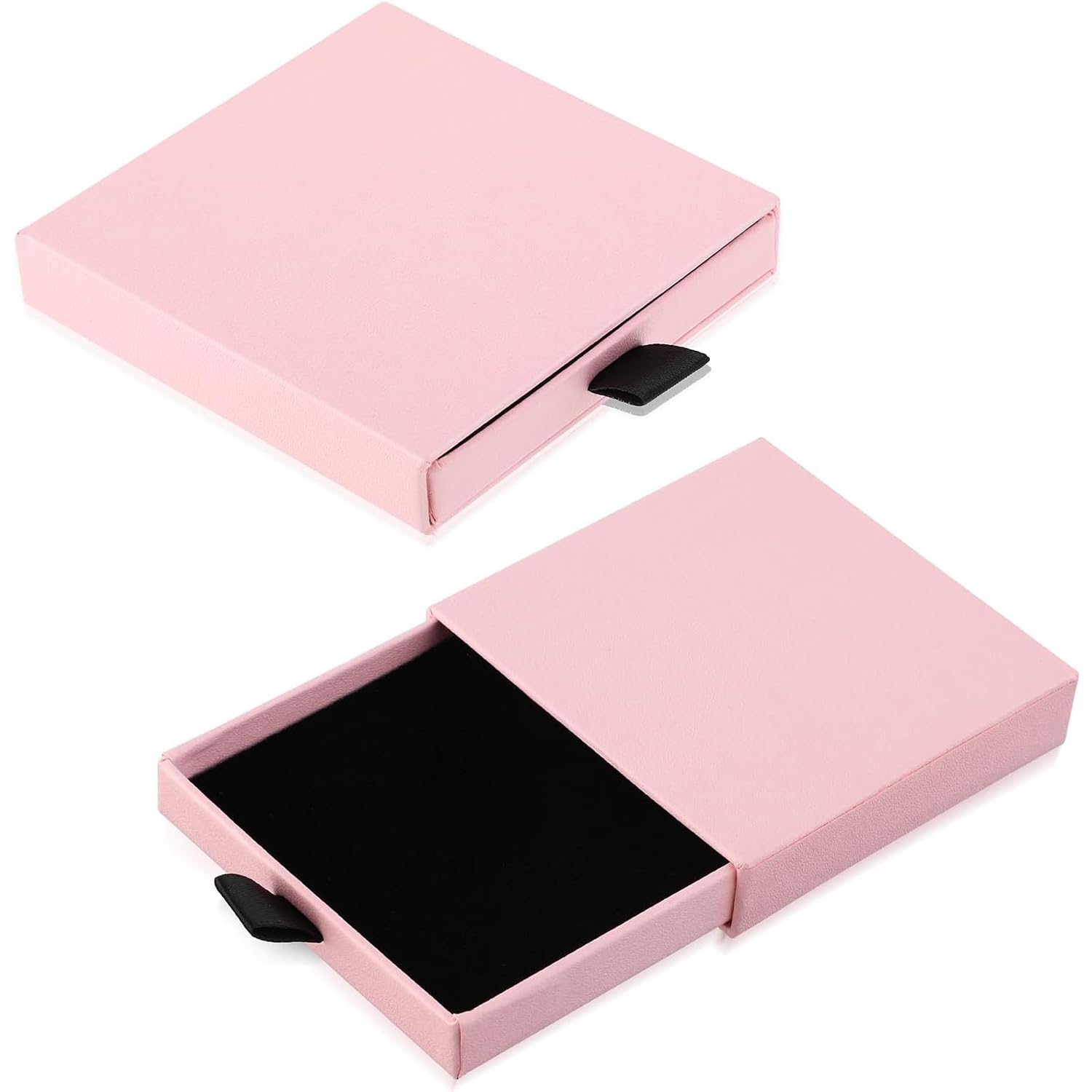 JoyzzzJoyzzz Jewelry Gift Boxes, 2 Pack 8x7.5x1.7cm Small Gift Boxes, Pink Cardboard Jewelry Boxes, Jewelry Box with Drawstring, Necklace Gift Box for Bracelets Earrings Necklaces Jewelry Gift