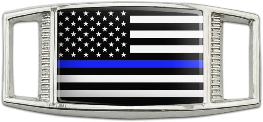 Thin Blue Line American Flag Rectangular Shoe Shoelace Shoe Lace Tag Runner Gym Charm Decoration