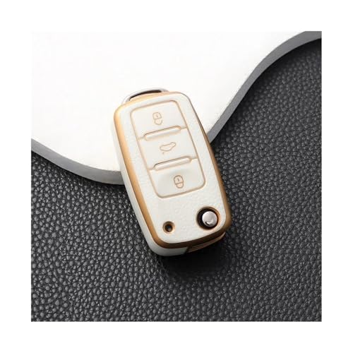 Coque de clé Seat Leon antichoc en TPU blanc réversible haute protection
