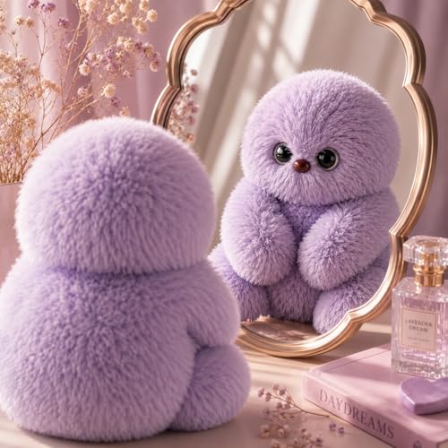 Image of MONEX Garments Cute Fluffy Plush Toy Set for Kids, Soft Kawaii Stuffed Animal Doll for Bedroom Decor & Gift, Pastel Purple Pink White Plushies