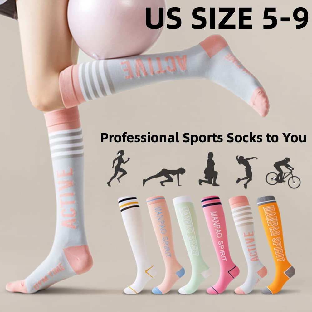 ELLEES 2/6/10 Pairs Yoga Socks for Women Non-Slip Sport Socks, Ideal for Pilates, Barre, Ballet, Dance, Barefoot Workout (2 Pairs White+Orange)
