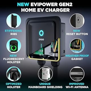 EVIQO Level 2 EV Charger - Home Wall EV Charger Level 2-48 Amp 11.5 kWh, 240V, Hardwire EV Chargers with 7.6m Charging Cable and J1772 Connector - Wi-Fi & Smart App - UL, ETL Certified EVSE – GEN 2