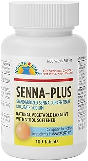 GeriCare Senna Plus Natural Vegetable Laxative with Stool Softener, Docusate Sodium 50mg, Sennosides 8.6mg 100 Count (Pack of 1)
