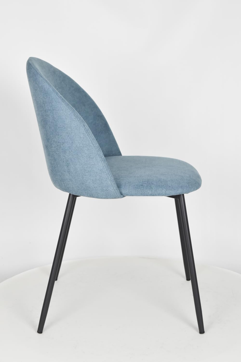 Juego de 4 sillas de Comedor Luna con Patas de Acero Negro Mate, Tejido Azul Vaquero