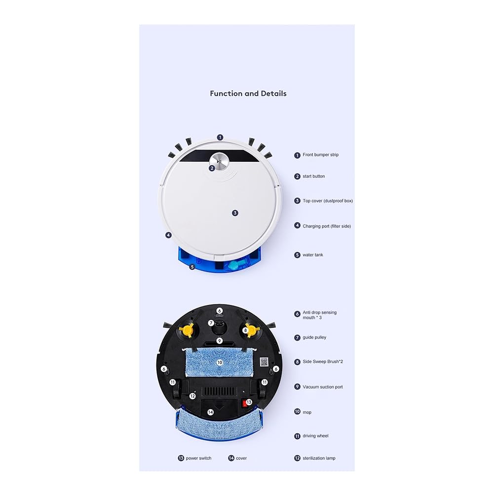 RS800 5 en 1 con Control Remoto Robot Aspirador Inteligente SúPer Silencioso Trapeador en Seco y HúMedo ElectrodoméSticos,A