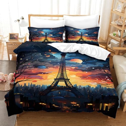 Housse de couette métro Paris durable fermeture éclair parure lit 200x200 - 3