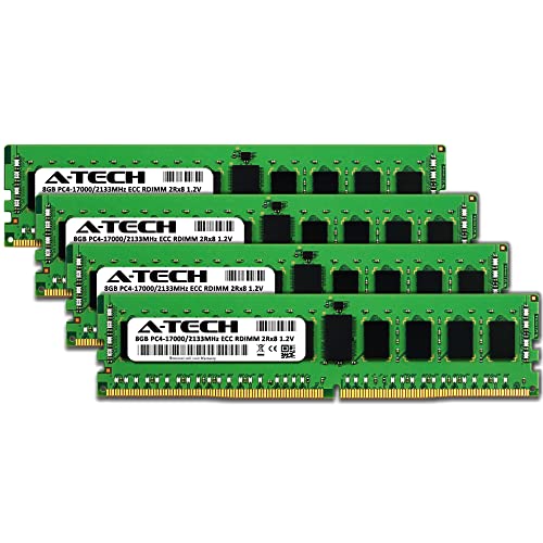 Image of A-Tech 32GB Kit (4x8GB) DDR4 2133MHz PC4-17000 ECC RDIMM 2Rx8 Dual Rank 1.2V ECC Registered DIMM 288-Pin Server & Workstation RAM Memory Upgrade Modules (A-Tech Enterprise Series)
