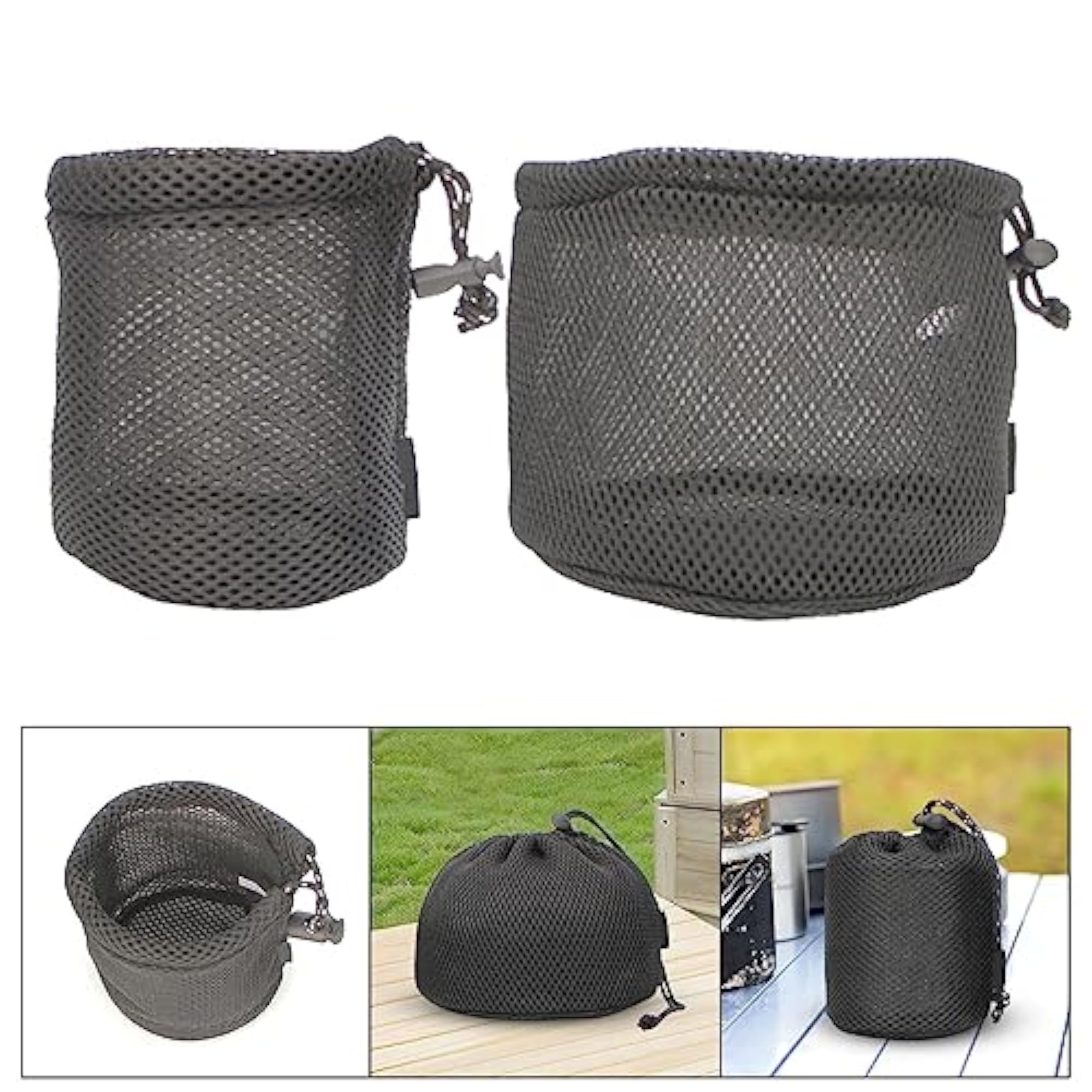 Camping Net Drawstring Bag for Tableware, Travel Gear