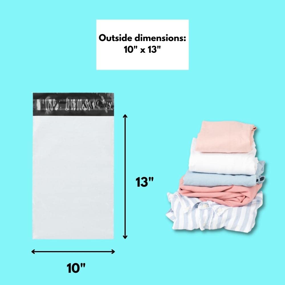 PSBM Poly Mailers, 10x13 Inch, 200 Pack, 3 Mil Thick, Shipping Envelope Mailers, White/Grey, Self Seal and Peel Strip