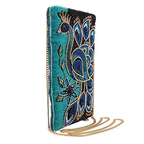Mary Frances Peacock Pride Beaded Crossbody Phone Bag, Multi3