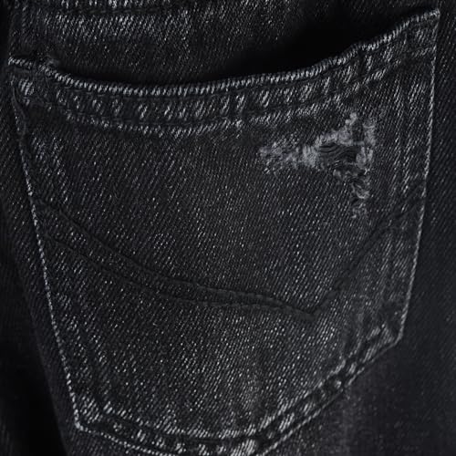 KIDSCOOL SPACE Girls Ripped Denim Pants, 5-14T Wide-Leg Loose Elastic Waist with String Baggy Jeans4