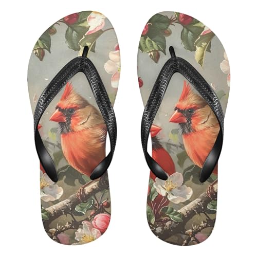 Red Cardinal Bird Flower Flip Flop Beach Summer Casual Sandal for Women & Men Shower Shoes 20857951