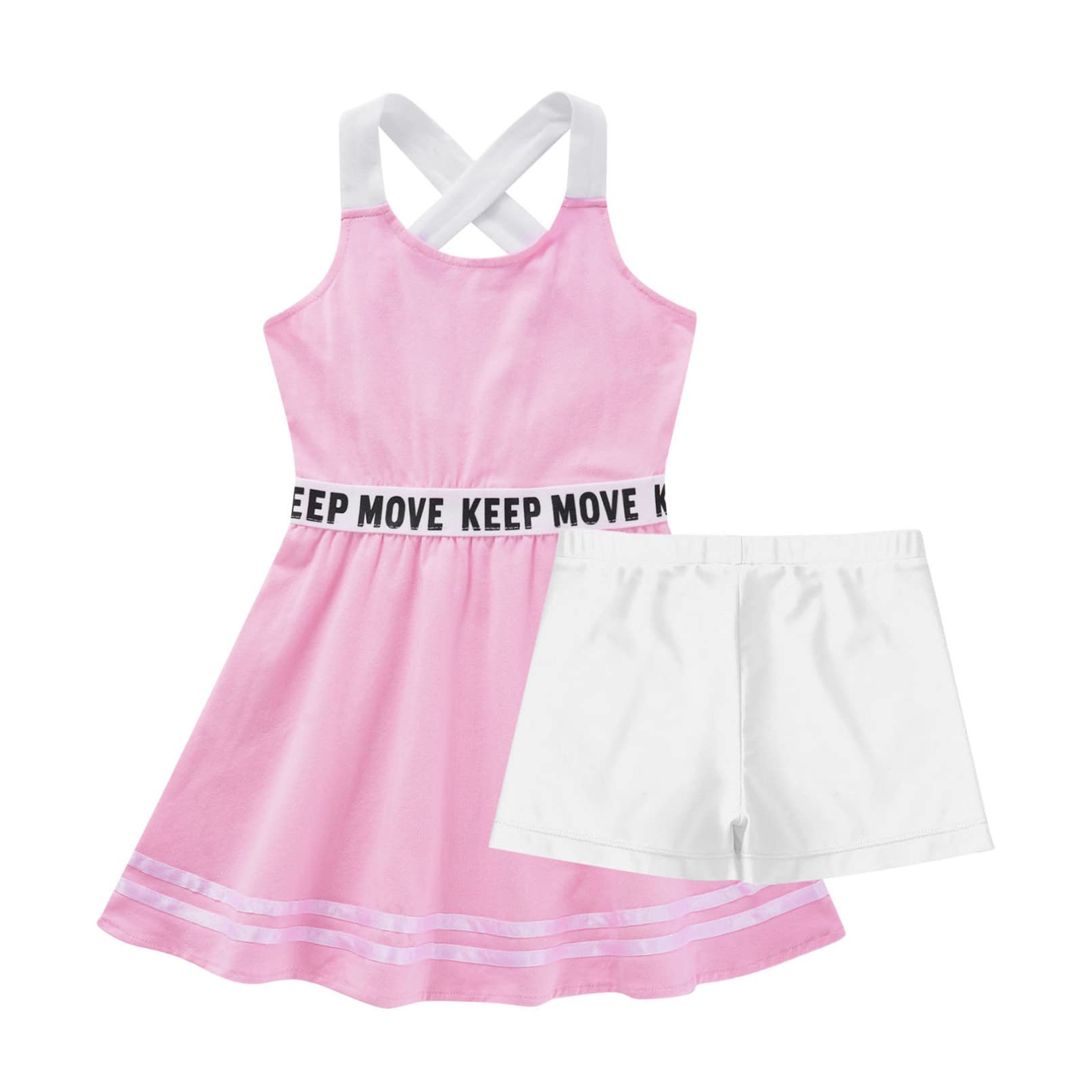 iiniim Mädchen Sport Set Tenniskleid + Shorts Golf Sport Kleider Ärmellos Racerback Sportliche Trainingskleid Fitness Yoga Outfits