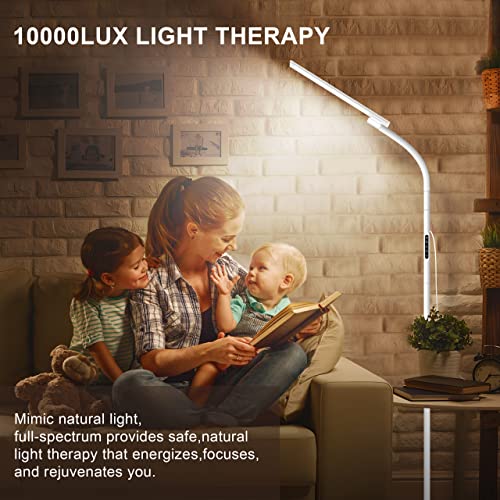 Light Therapy Lamp, Uv-Free 10000 Lux Happy Therapy Light, Floor Sun Therapy Lamp With Remote & Touch Control & Adjustable Gooseneck For Reading/Office/Home … #TOP1
