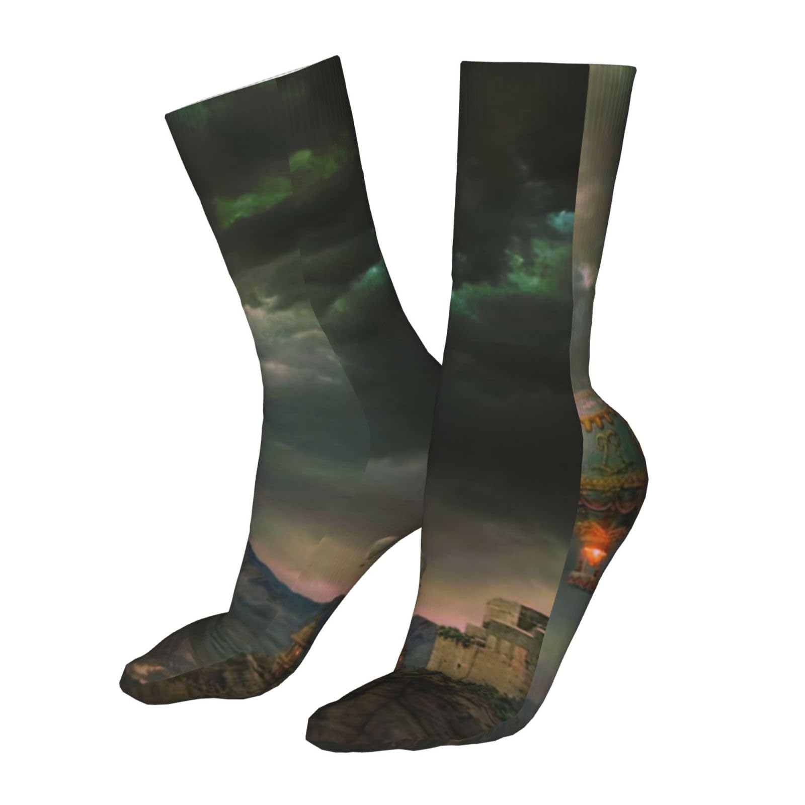 NIXNUTMen'S Women'S Combed Cotton Socks Hot Air Balloon Castle Colorful Fun Novelty Trendy Pattern Design Breathable Super Soft Casual Calf Socks