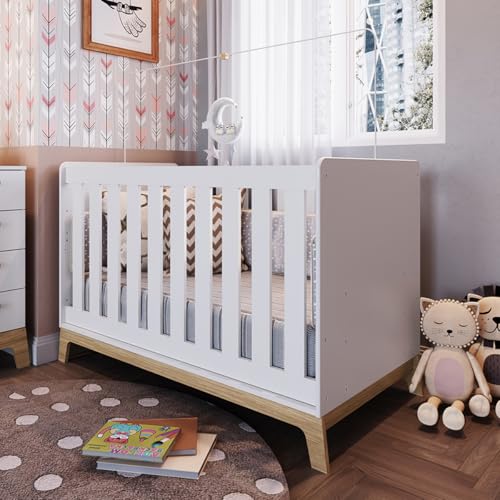 La Mejor Lista de Cunas y camas infantiles Top 5. 41 MOBI Cuna 3 en 1 de Madera - Modelo Noah, Color Blanco Cuna, Cama de Día y Cama Infantil Convertible - Largo 136.6 cm