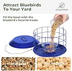 Kingsyard Bluebird Squirrel Proof Bird Feeder pour l'extérieur Suspendre, métal Caged Mealworm Bird Feters avec plateau de semences et toit imperméable, facile à recharger & Propre, bleu