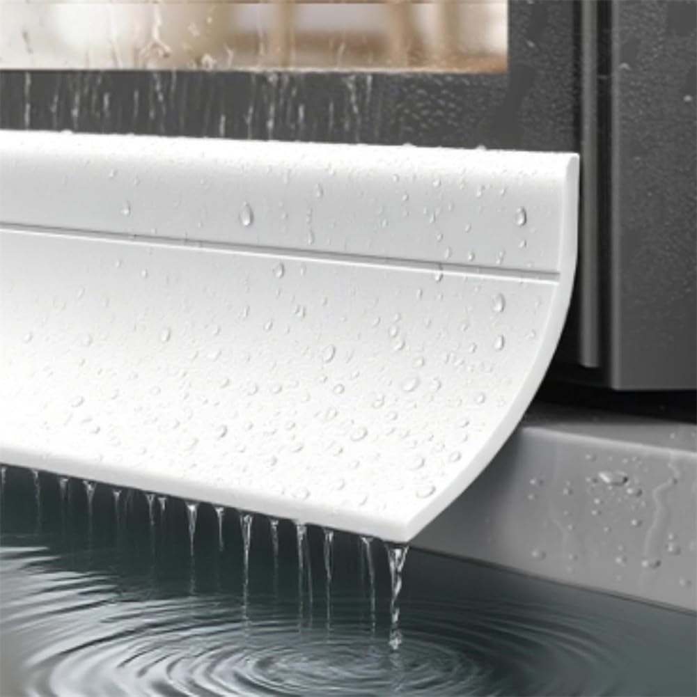 Self-Adhesive Flexible Rain Deflector for Windows, 300 cm Rubber Weather Stripping Strip to Stop Leaks and Drafts Effectively(White)