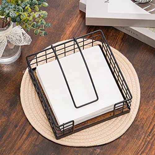 Honiter Napkin Holder, Black Napkin Holder With Weighted Tension Arm, Wooden Napkin Holders For Paper Napkins, Farmhouse Napkin Dispenser, Napkin Holders For Kitchen Table, Dining Room, Rustic Brown #TOP3