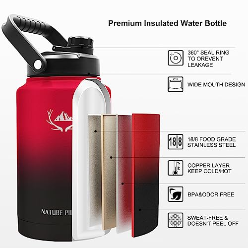 Image of NATURE PIONEOR 1 Gallon (128oz) Insulated Water Bottle Jug with Carrier Bag