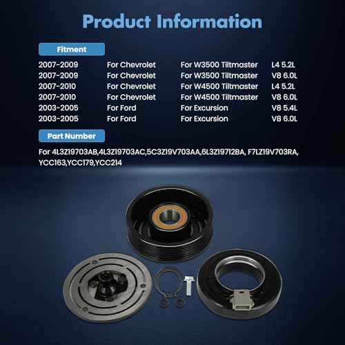 Image of ECCPP AC Clutch Kit for Ford for F-250 for F-350 Super Duty 6.8L 1999-2007