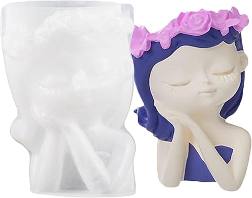 Moldes de silicona para macetas, molde de silicona para plantas de yeso de doncella, molde de silicona para maceta para flores suculentas, molde de