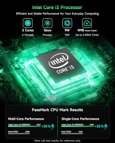 Image of Bmax Mini PC B6 Plus, Intel Core i3-1000NG4 (Up to 3.2GHz), 12GB LPDDR4 RAM 512GB NVMe SSD, Win 11 Pro, 4K Triple Display (Dual HDMI+Type-C), Silent Mini Desktop for Home Office HTPC, Wi-Fi 5, BT 4.2