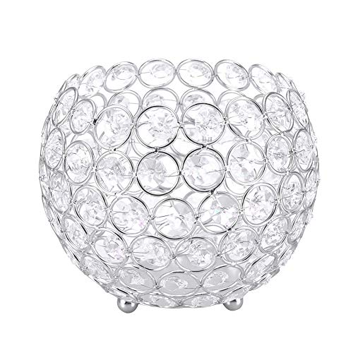Tosuny Ciotola di cristallo Portacandele luce tè, Centrotavola decorativo per tavolo da matrimonio Anniversario Celebration Home Dining Room Decor (Oro, Tramutante)(argento, 15cm)