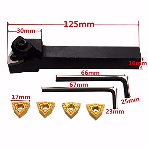 EsportsMJJ Wwlnr1616H08 (K08) Torno Herramienta De Torneado Barra Aburrida con 4Pcs Wnmg0804 Insertos