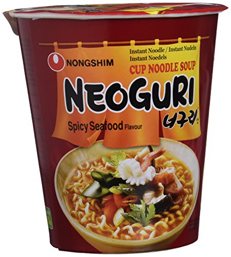Nong Shim Fideos Instantáneos en Vaso, Sabor Mariscos, Picante - 12 Unidades