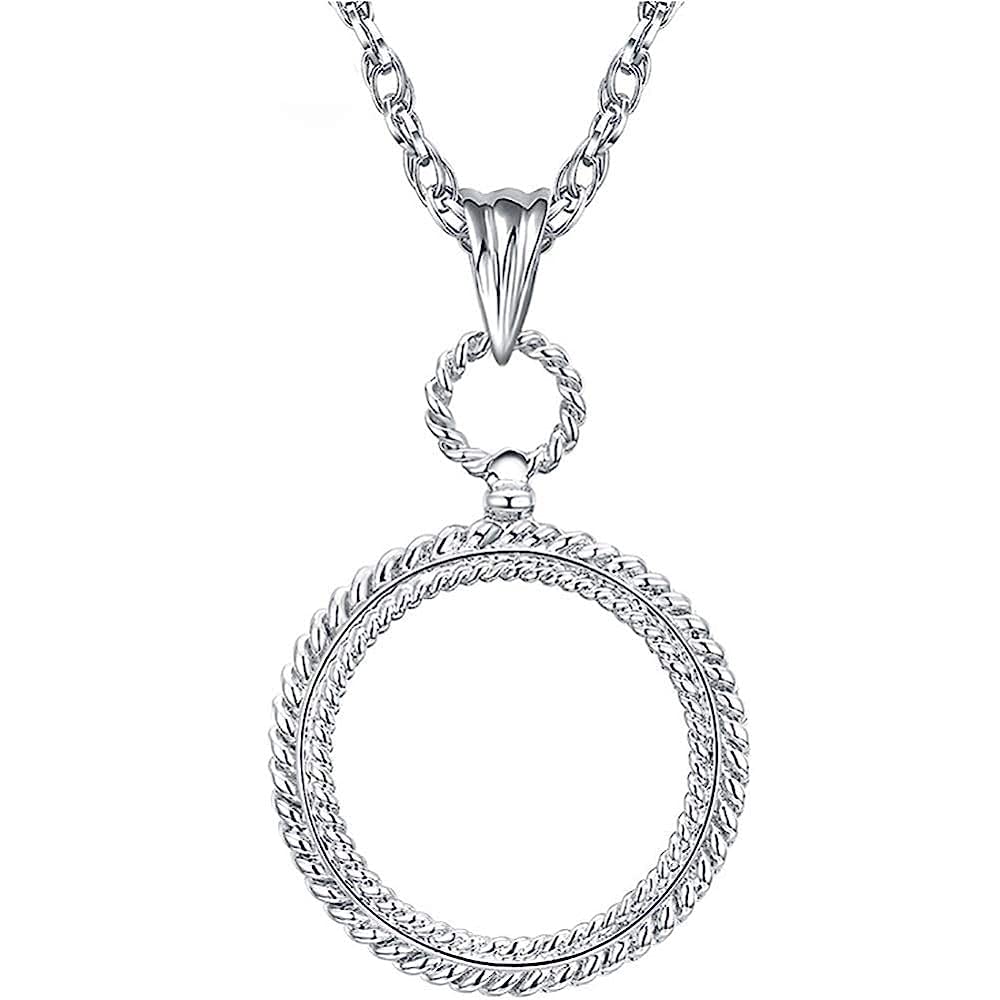 asdchZen Magnifying Glass,Necklace Magnifier Reading Newspaper Hanging Magnifying Glass,To Send Elderly Light Magnifier/Silver