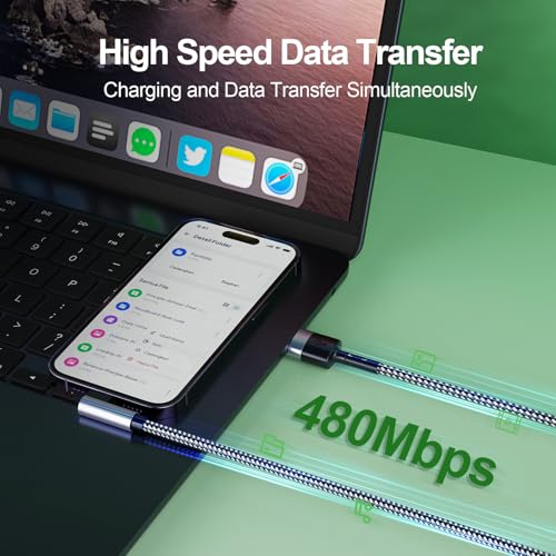 Cable iPhone USB A a Lightning de carga rápida trenzado y resistente con codo de 90 grados 5