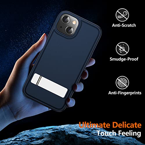 Xiwxi For Iphone 14 Plus Case With Aluminum Kickstand Case,3 Stand Ways,[2 Screen Protectors][2 Camera Lens Protectors] Reinforced Drop Protection For Iphone 14 Plus-Blue #TOP5