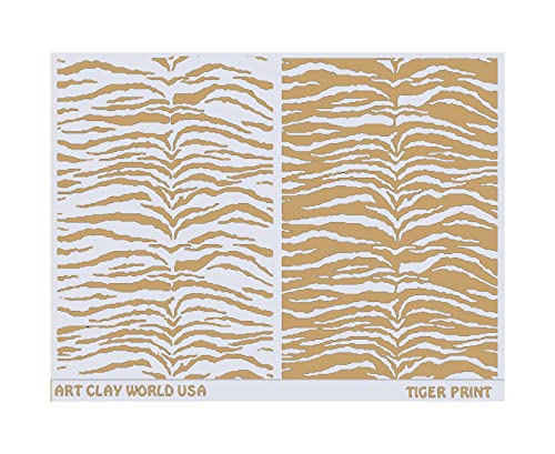 Art Clay World USA Low Relief Texture Plate Tiger Print Design - 1 Pc.