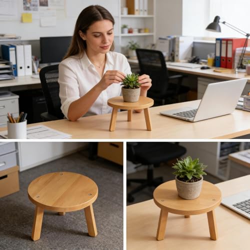 Petit tabouret en bois support polyvalent pour pots de fleurs et salon - 4